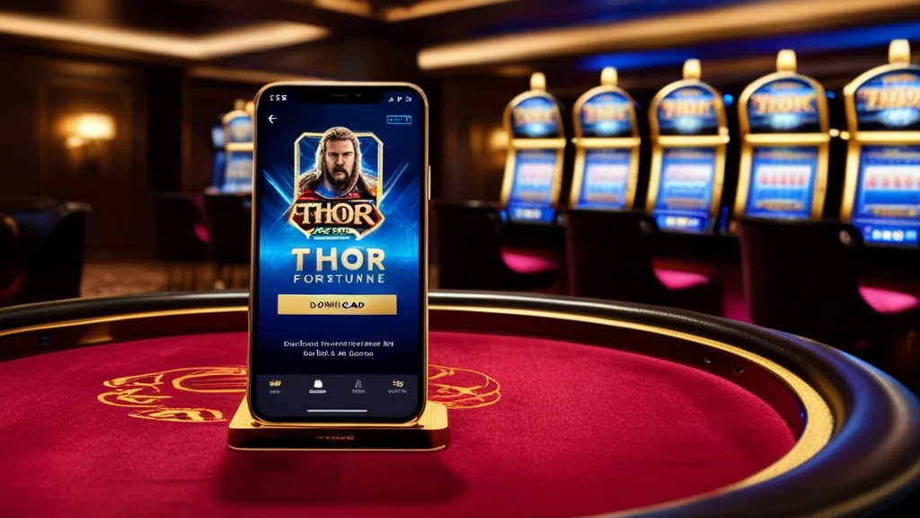 Smartphone mit Download-Ansicht in einer dunklen Casino-Umgebung