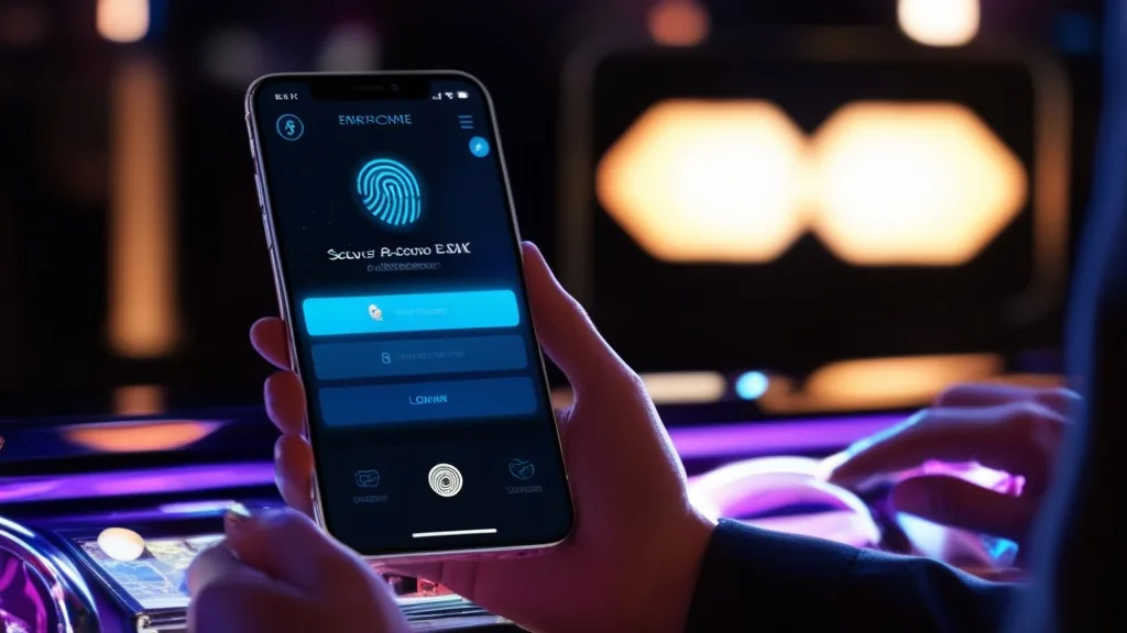 Mobiles Gerät mit sicherem Login und Datenschutzsymbolen