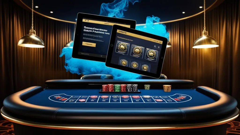 Support- und Kompatibilitätskonzept mit Smartphone und Tablet im Casino-Stil